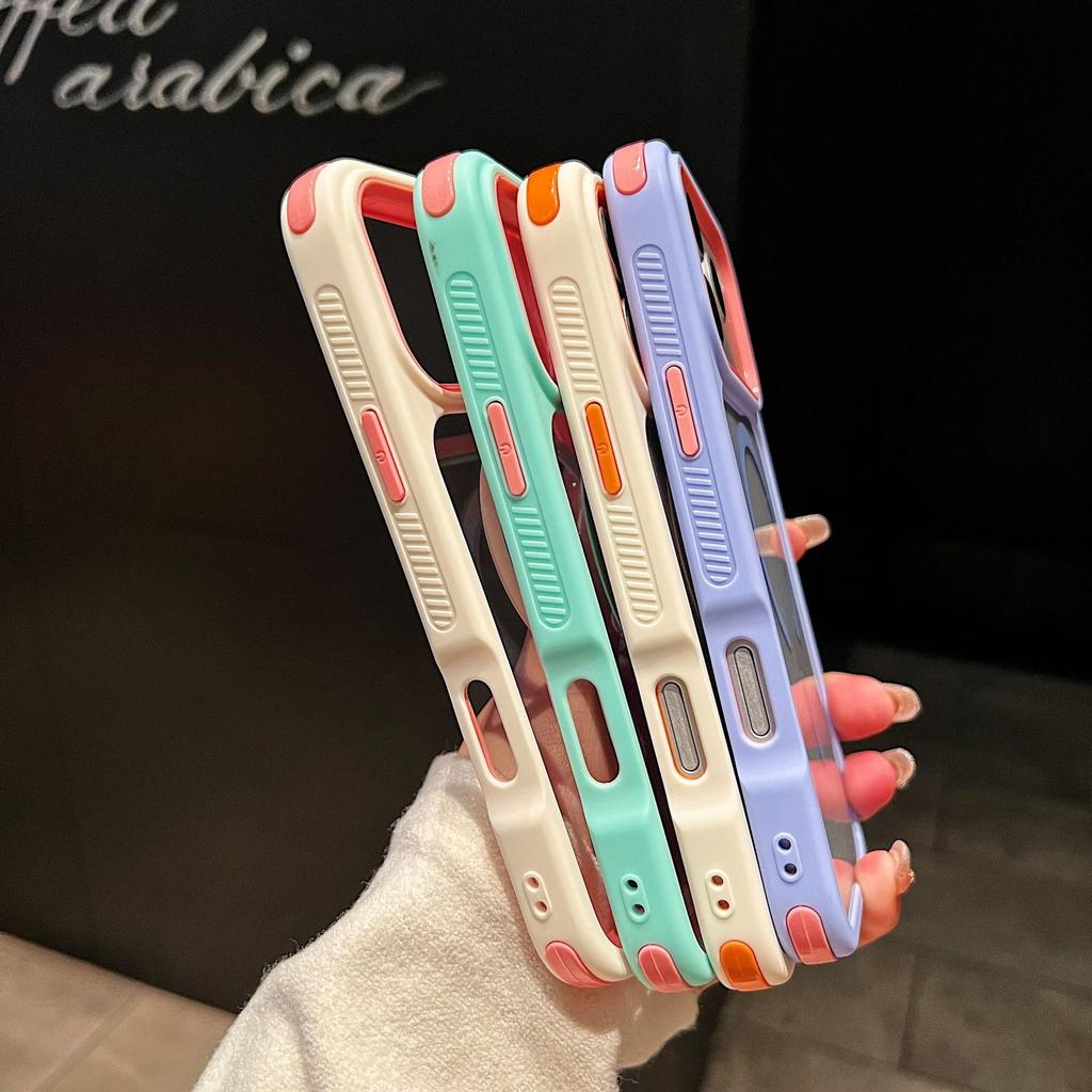 Applicable to iPhone18PROMAX mobile phone case high magnetic attraction contrasting color three-in-one Apple 17/15 acrylic anti-proof