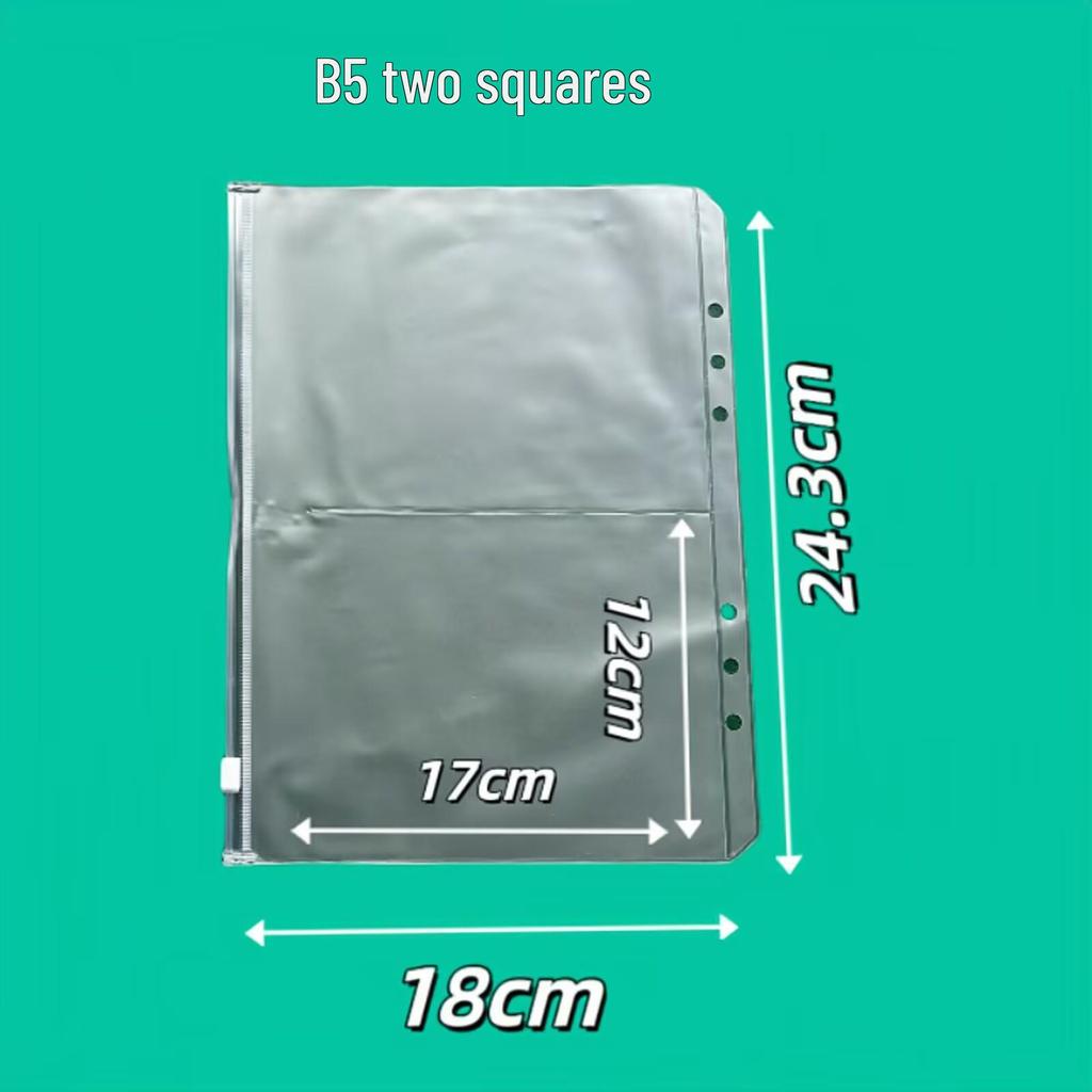 PVC Zipper Storage Bag: A4/A5/B5 Receipt Holder & A6 Planner with 6-Hole Loose-Leaf Feature