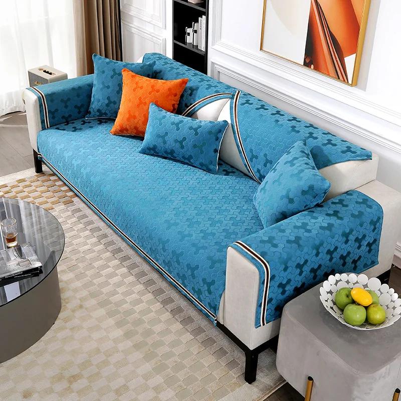

Современный минимализм синельный чехол для дивана, нескользящий чехол для дивана, чехол для гостиной, дивана, спинка, подлокотник, защитная подушка для стула 70x70