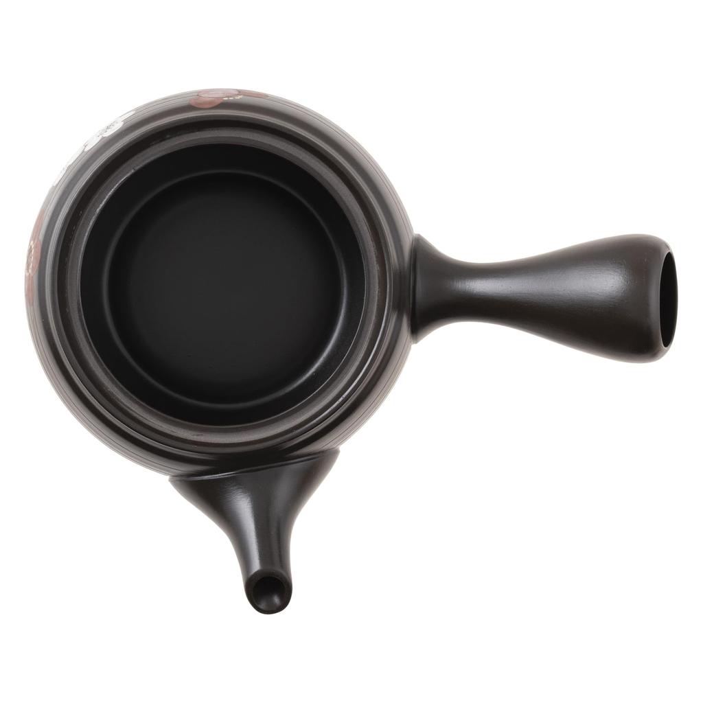 Tokoname ware teapot, Takeharu design, red and white plum blossom pattern, 320ml, with mesh filter, for deep-steamed green tea, roasted green tea, and