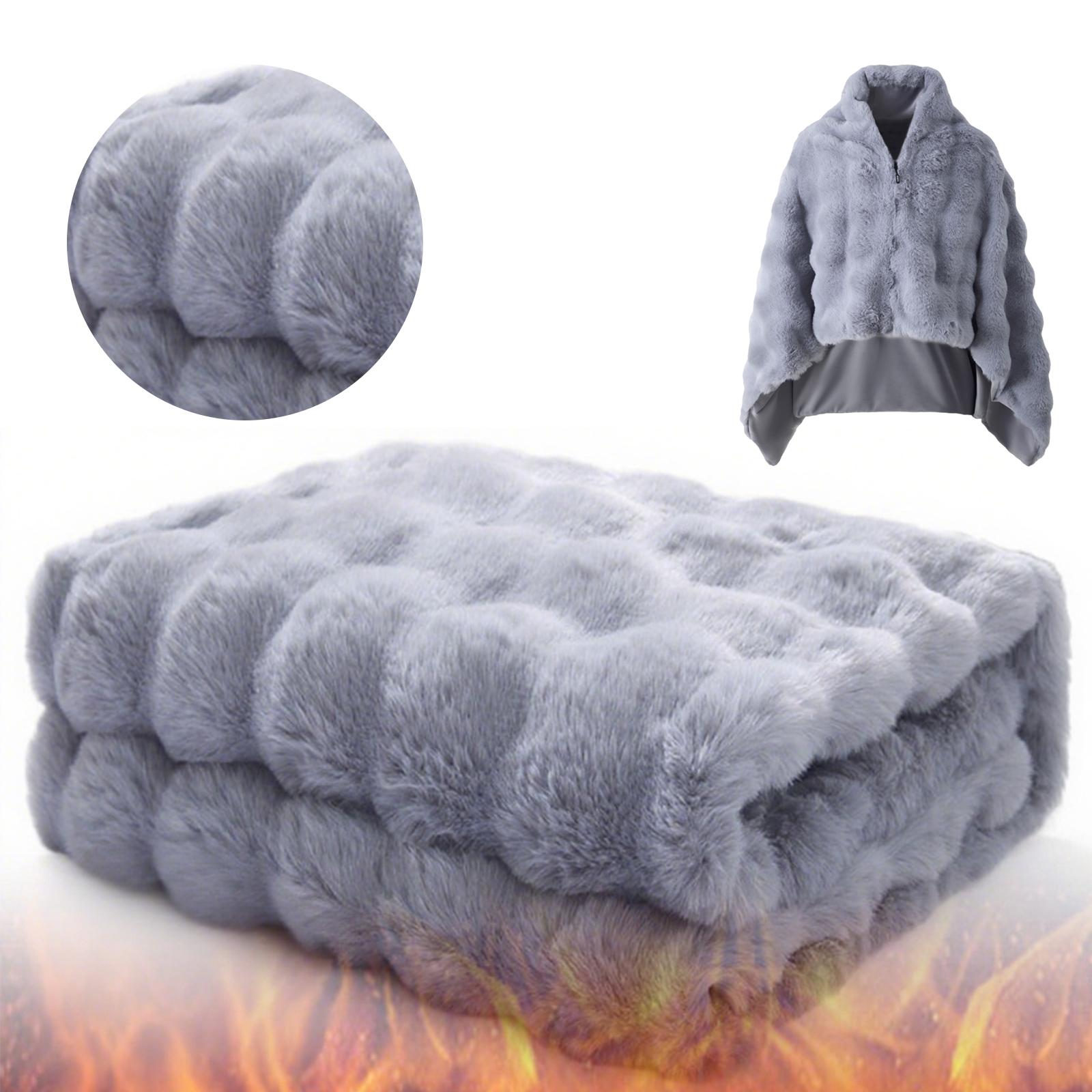 Греющая шаль-накидка, съемная, мягкая, с молнией, двусторонняя, электрическое термоодеяло для путешествий, работы, кемпинга China Mainland