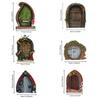 Figurines Fairys Door Outdoor Garden Ornament Yard Art Fairy Garden Door Miniature Fairy Gnome Multicolor Wooden Fairy Gate