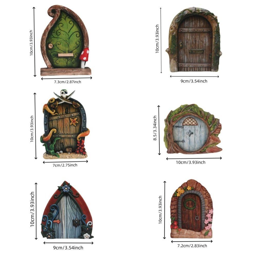 Figurines Fairys Door Outdoor Garden Ornament Yard Art Fairy Garden Door Miniature Fairy Gnome Multicolor Wooden Fairy Gate