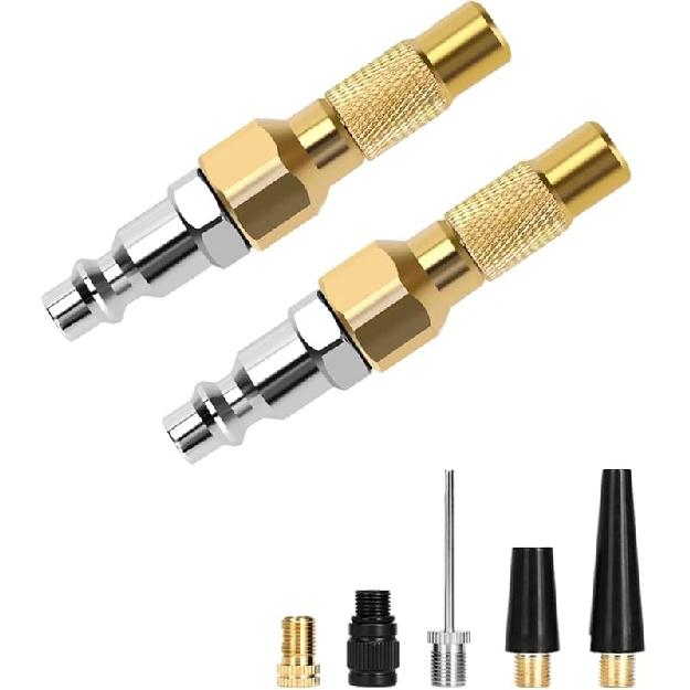 2Pack Heavy-Duty Brass Air Nozzle With Quick Connector,Screw On Tire Inflator Chuck For Tire Inflator Gauge Compressor Accessories, Twist-On Chucks