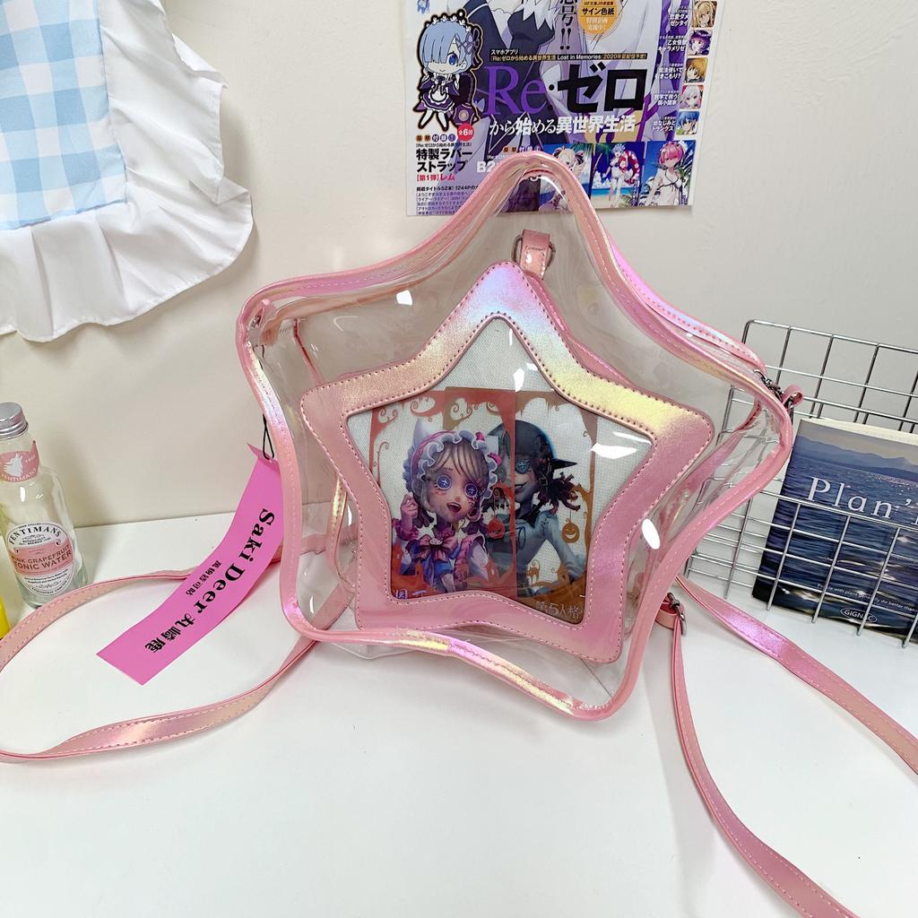 Star pentagram transparent bag women's shoulder single shoulder crossbody large capacity backpack
