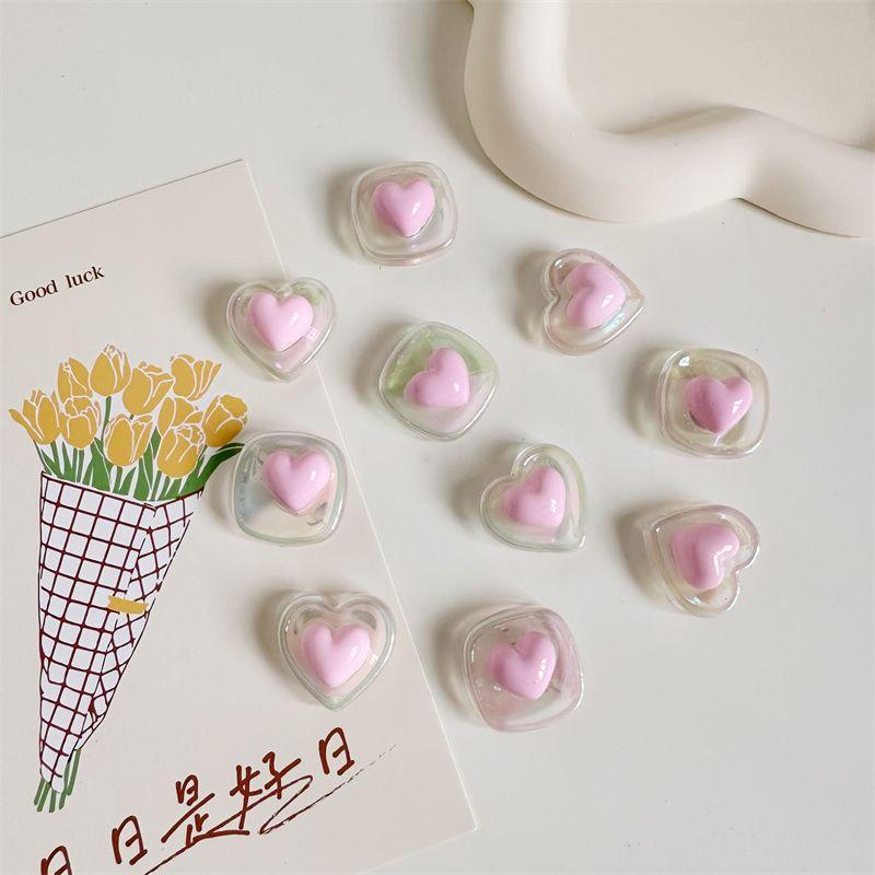 8pcs Cute Pink Heart Magnetic Fridge Stickers Kawaii Transparent Fridge Magnets Home Kitchen Decor Office Whiteboard Decorations