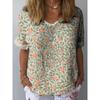 Summer V-neck 3D Flower Printed Top Fashionable Casual Short Sleeved Women's T-shirts