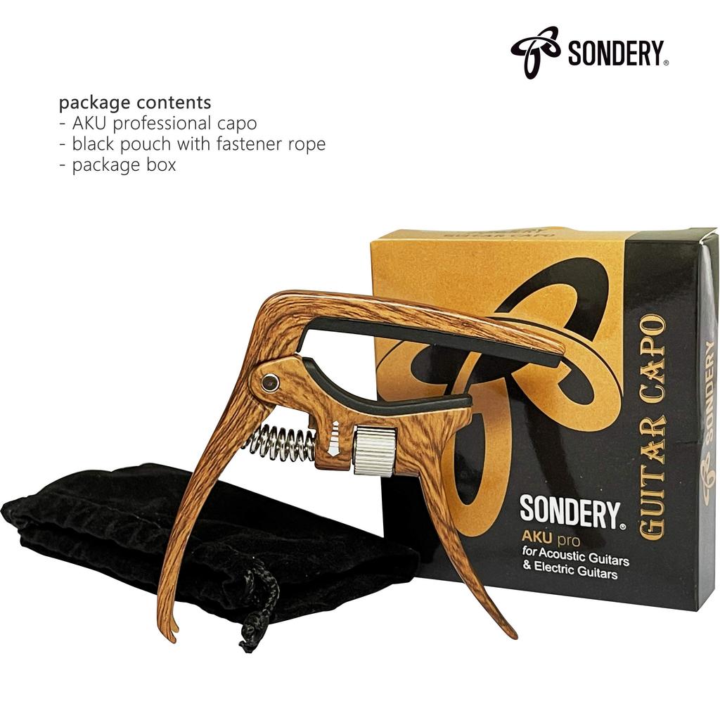 SONDERY Capo for Acoustic and Electric Adjustable Trigger Bridge Pin Removal Wood Grain Quick Change 6-String Guitars, Tension, Function, Finish,