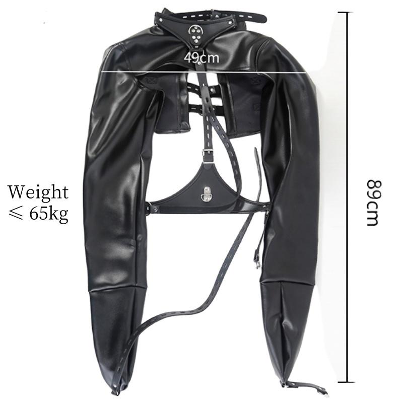 Adult Open Breast Arm Restraint Costume with Leather Binder Cupless Jacket for Women Role Play BDSM Body Bondage Sex Toys