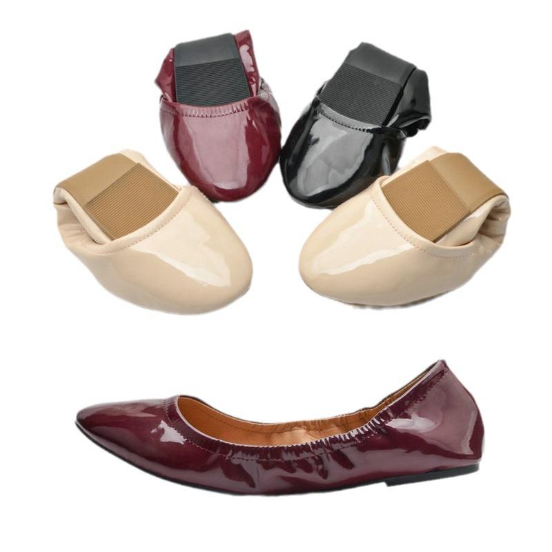 Patent Leather Egg Roll Shoes 2025 Spring and Autumn Soft-soled Women's Single Shoes Light Mouth Shoes