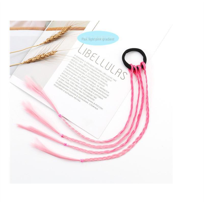Children's Braided Hair Accessories Set: Twist Braid Wig, Rubber Bands, Bow Headband, High Ponytail Rings for Little Girls