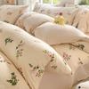 A Type Small Fresh Four-piece Set Ins Household Bed Sheet Quilt Cover Washed Cotton Double-layer Yarn Quilt Cover Bedding Three-piece Set
