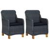 Day and Night - Day and Night Garden Chairs with Cushions 2 Pcs Dark Gray Synthetic Rattan