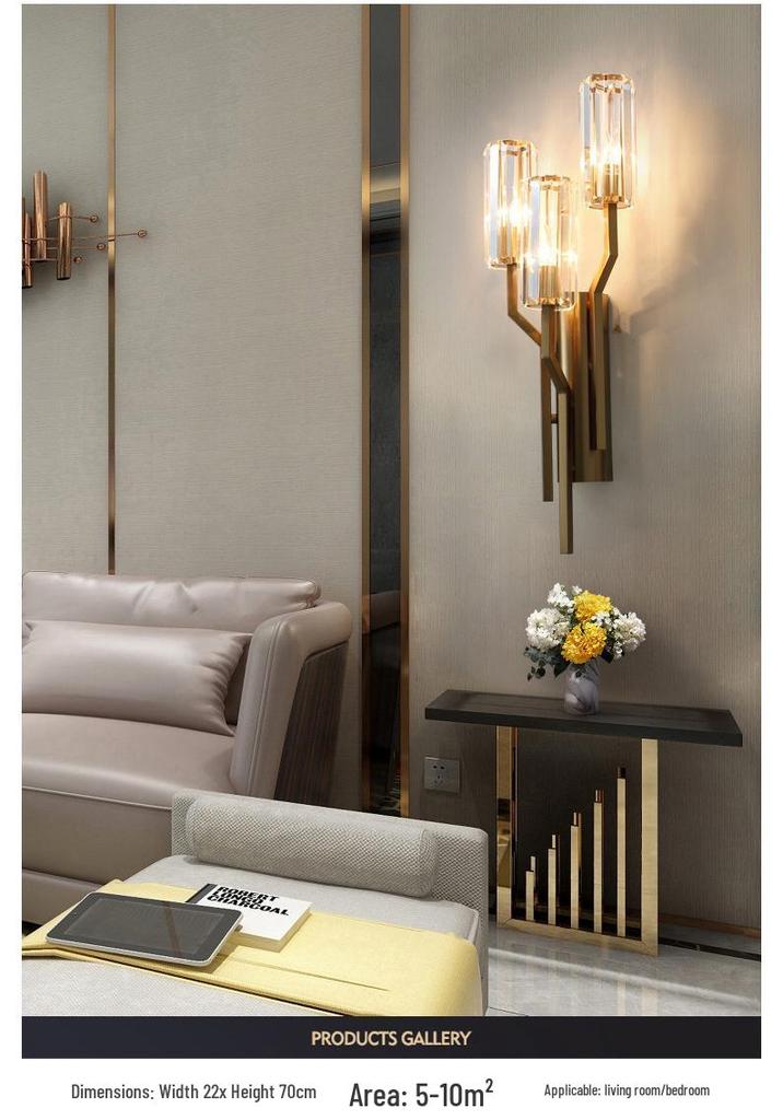 Elegant Crystal Wall Lamp: Minimalist Design for Bedrooms, Living Rooms, Stairs, and Hallways