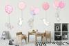 Decorative Sticker For Kids - Rabbits With Balloons Pink