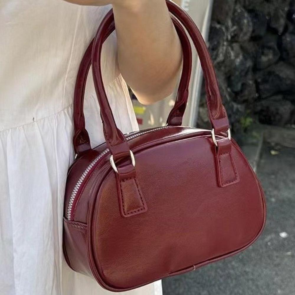 Korean Niche Bowling Bag Women's 2026 New Fashionable Hand-held Shell Bag Versatile Crossbody Bag Explosive Model
