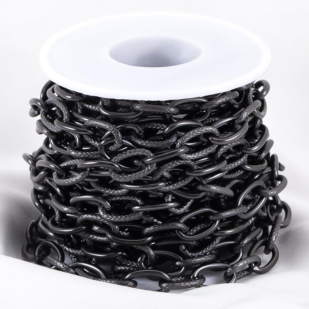 1M Schwarzes Edelstahl Mattiertes Kreuz Oval Gliederketten Schwer Klobig Hip Hop Punk Kette DIY Herren Schmuckherstellung Material Halskette