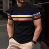 Men's Stripe 3D T-shirts Casual Breath O-Neck Short Sleeve T-shirts For Outdoor Activities Summer Oversized Streetwear Tops