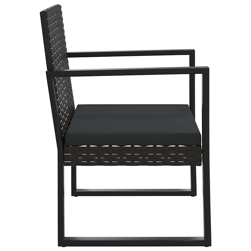 vidaXL 3-tlg. Garten-Lounge-Set mit Kissen Schwarz Poly Rattan