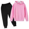 Kids Fleece Lined Hooded Sweatshirt Set Soft Cotton Winter Outfit Boys Girls Casual Long Sleeve Pullover
