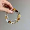 High-End Autumn Yellow Tiger's Eye & Phantom Quartz Bracelet - Perfect Gift for Girlfriend or Bestie