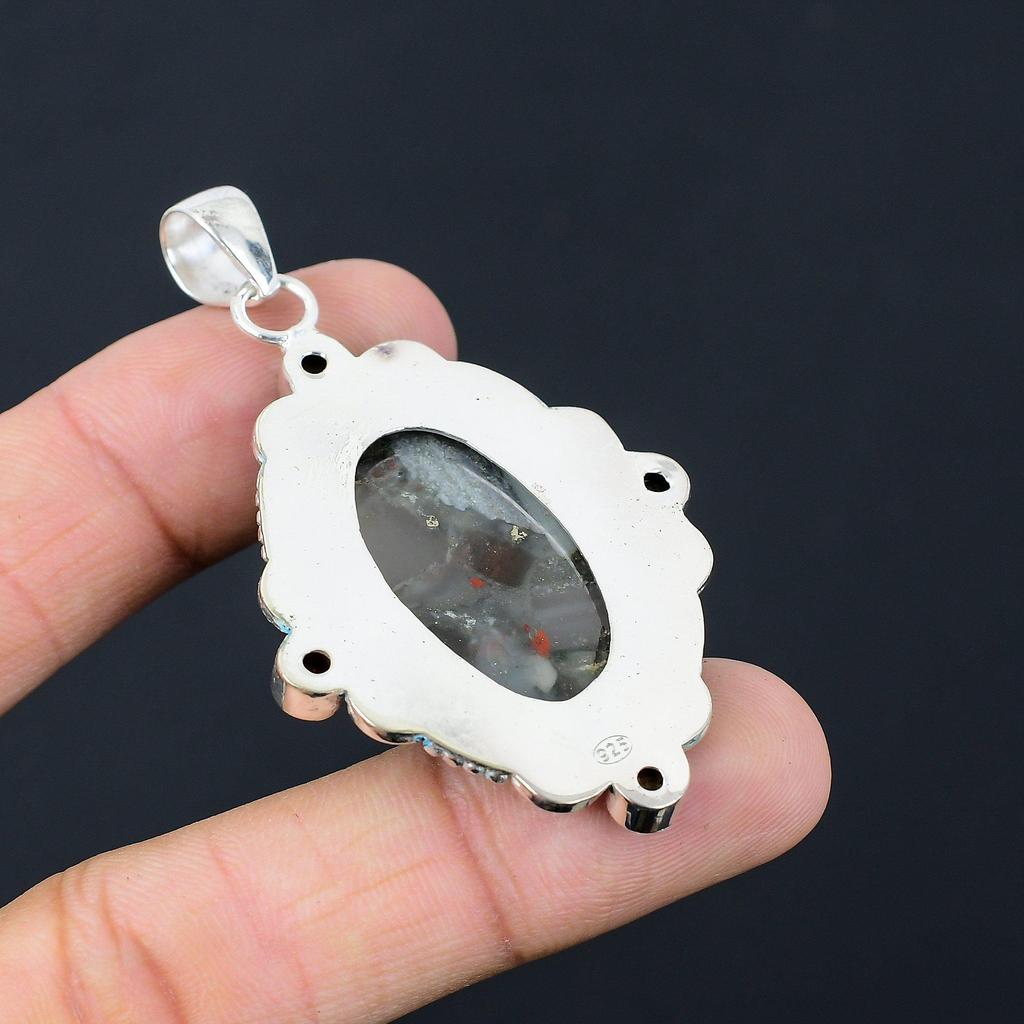 Sterling Silver Natural Tabu Jasper Mozambique Garnet Daughter Pendant Jewelry