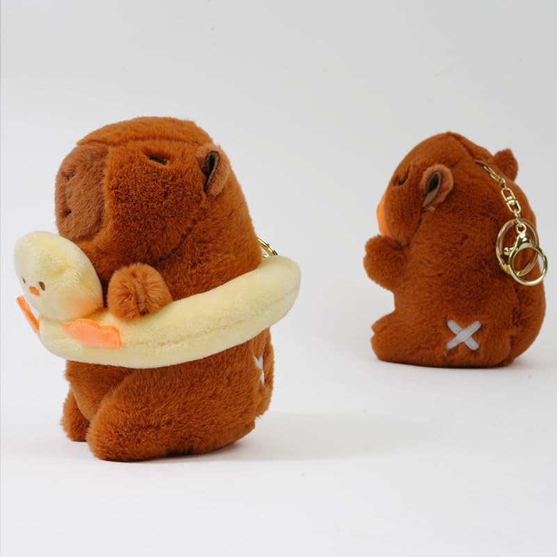 Clearstone Capybara Plush Duck Swim Brown Keychain, Chabimaru, Ring, 18.5cm,