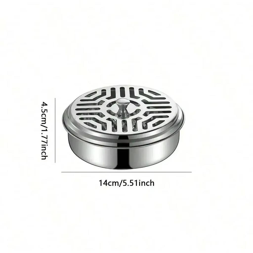 Stainless Steel Mosquito Coil Tray With Cover Large Portable Mosquito Coil Holder Box Mosquito Incense Coil Home Office Camping