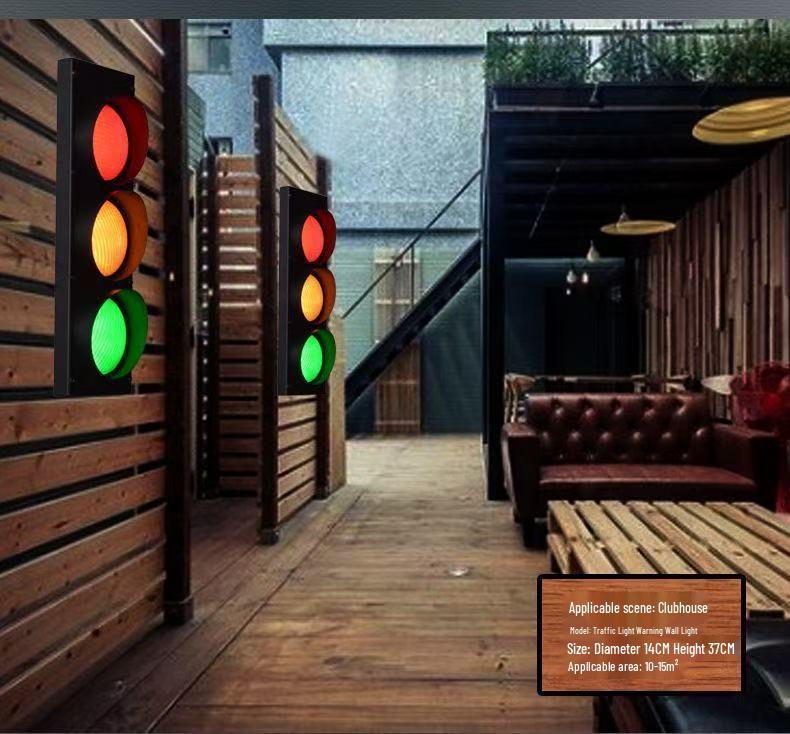Industrial Retro LED Traffic Light Wall Lamp for Bar or Gallery Decor