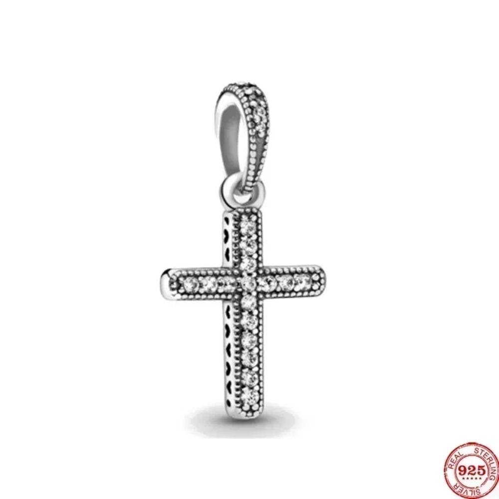 925 Silver Cross Charms Iron Throne Jesus Pendant Christian Necklace Beads Fit Bracelets Fine Jewelry DIY Gift