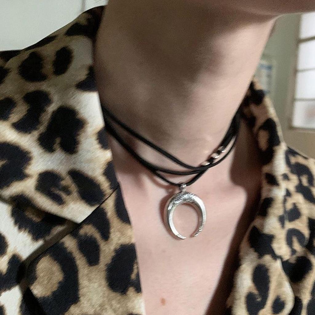Fashion Moon Horn Pendant Necklace Choker Jewelry Multilayer Chain Necklace