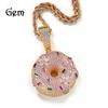 Gumeng Hip-hop Diamond-encrusted Colored Donut Pendant Trendy Brand Necklace Ins Style Personalized Jewelry