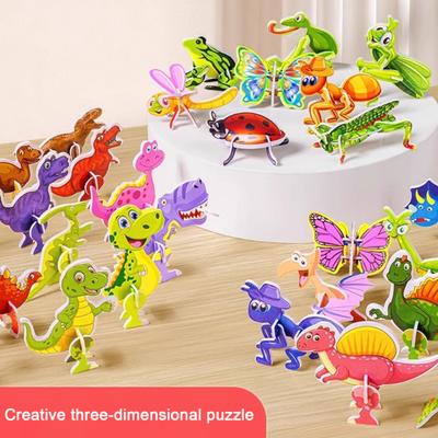 25Pcs/Set Kids 3D Puzzle Toy Cartoon Animal Dinosaur Jigsaw Airplane Cognition 3D Game Assembly Educational Kit Toddlers