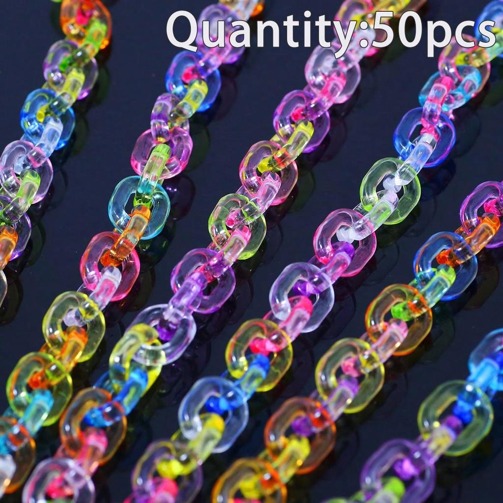 50pcs Transparent U-Shaped Chain, Acrylic Beads, DIY Jewelry Making Materials For Bracelets, Car Ornaments, Phone Straps