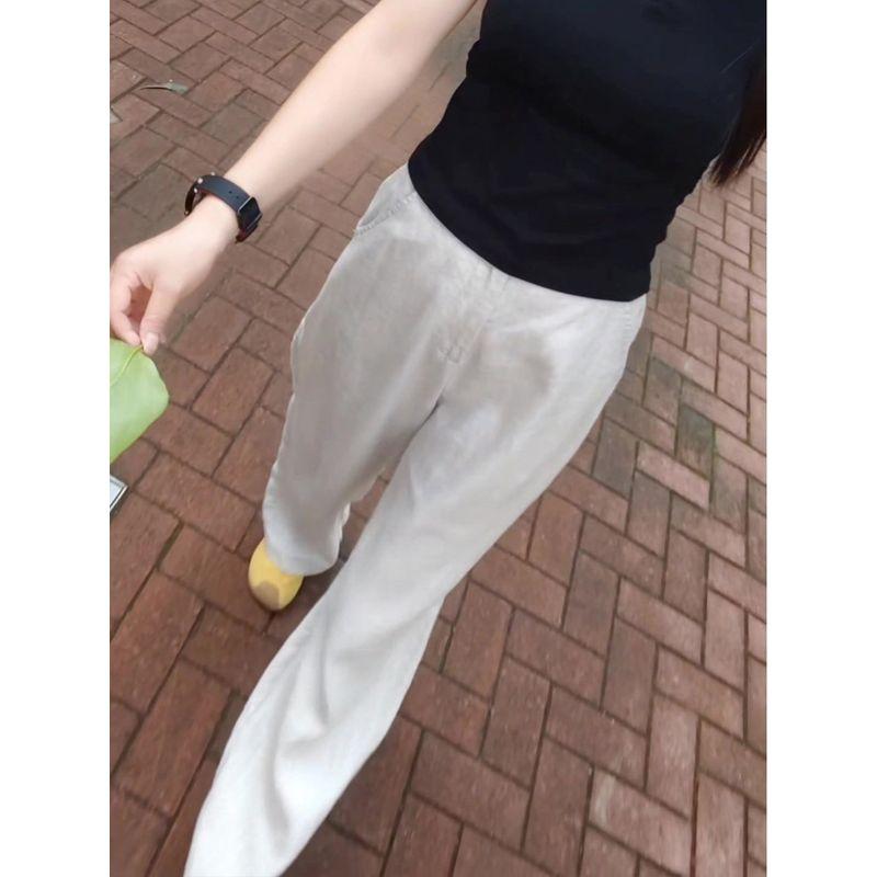 Cream-Colored Wide-Leg Pants for Women, 2026 Summer New High-Waisted, Drapey, Slimming, Relaxed, Versatile Casual Pants