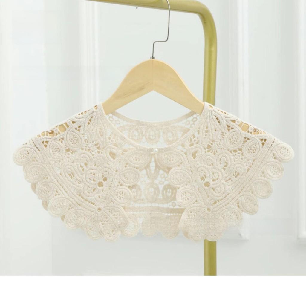 Cotton Vintage Lace Crochet Small Shawl With Floral Pattern For Women Summer Fashion