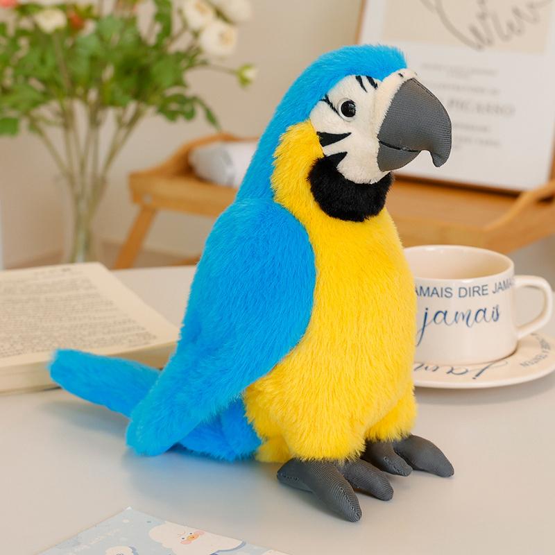Lifelike Parrot Plush Toy Lovely Cartoon Macaw Doll Stuffed Simulation Bird Animal Plush Doll Birthday Gift for Kids Home Decor