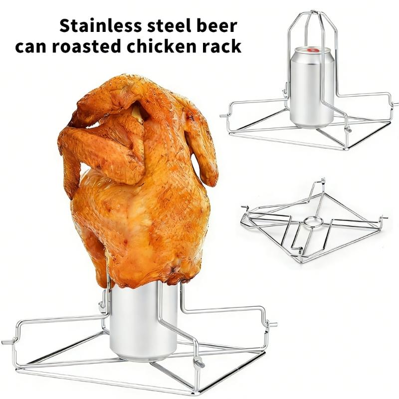 Roasting Grill Stand Stainless Steels Folding Beer Butt Chicken Holder for Turkey BBQ Tender Roaster Chicken Enduring