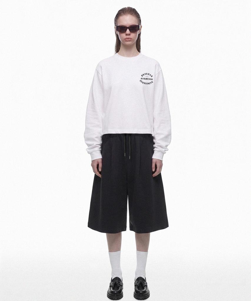 PRINOAR Garments Semi-Crop Long Sleeve T-Shirt - White