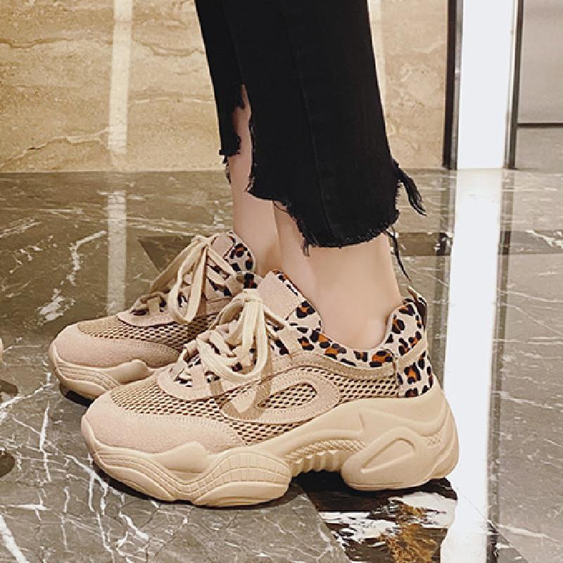 2025 Leopard Print Dad Shoes Women's Mesh Breathable Summer New Casual Super Comfortable Sports Women's Shoe
