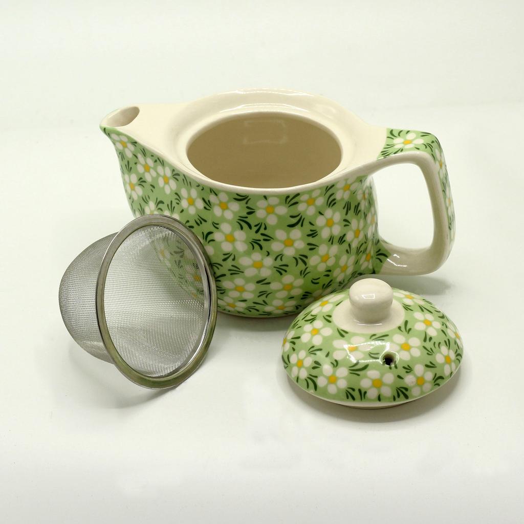 2x Teapot Small Herbal Green Daisy
