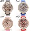 Spinner watch with rotating Citizen MIYOTA leather wristwatch dial, movement, strap, RT001-DPK, women's