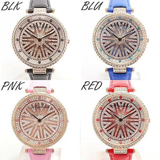 Spinner watch with rotating Citizen MIYOTA leather wristwatch dial, movement, strap, RT001-DPK, women's