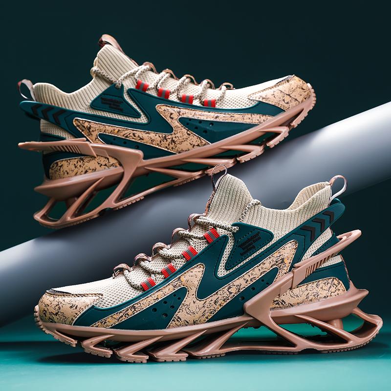 Fashion Lace-up Men's Sneakers Trendy Blade Shoes Elastic Outdoor Sports Shoes Teenager Running Exercise Shoes