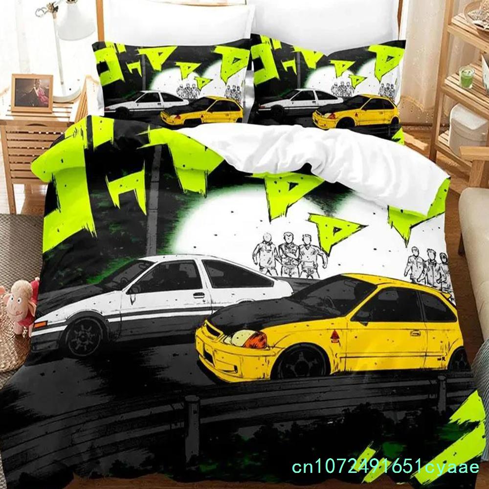 Initial Ae86 Jungen Schlafzimmer Bettwäsche Set Einzelbett Twin Full Queen King Size Aldult Bettbezug 3D Anime Bettlaken Set