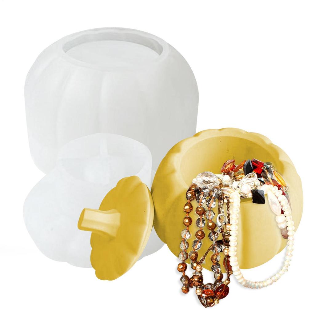 Pumpkin Storage Box Silicone Mold DIY Crystal Epoxy Resin Witch Storage Jar Mirror Mould Halloween Decoration Crafts Making