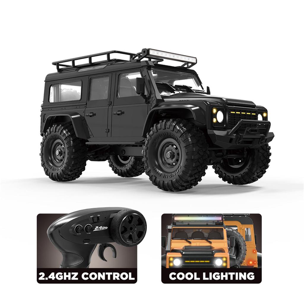 1/16 Remote Control Crawler Truck Toy 4WD All Terrain Waterproof Wireless Control Climbing Car Toy with LED Roof Light