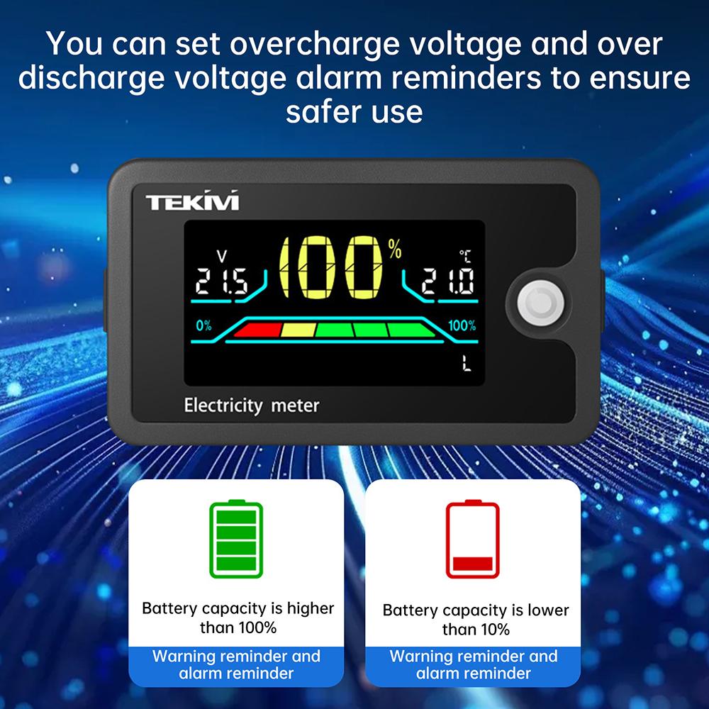 DC 8-100V LCD Digital Voltage Battery Capacity Indicator 12V 24V 48V 72V Lithium Acid Voltmeter Power Monitor For Car Motorcycle
