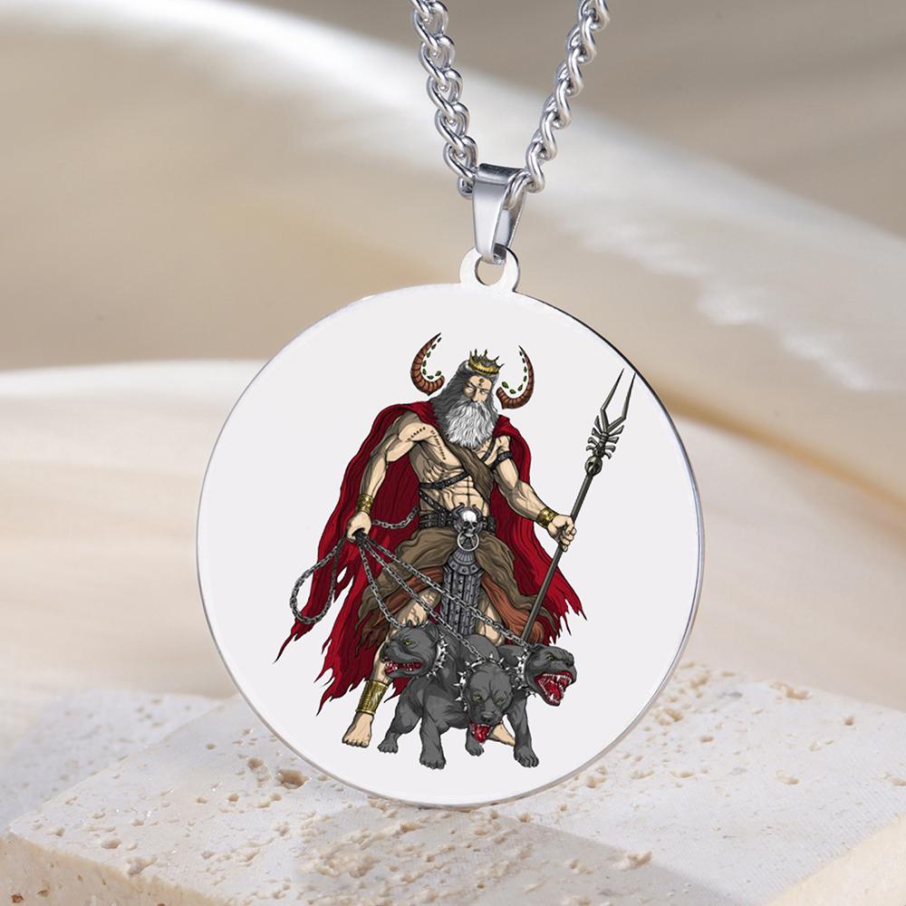 Dawapara Hades Necklace Greek God of The Underworld Pendant Greek Mythology God Jewelry Stainless Steel Gothic Gift