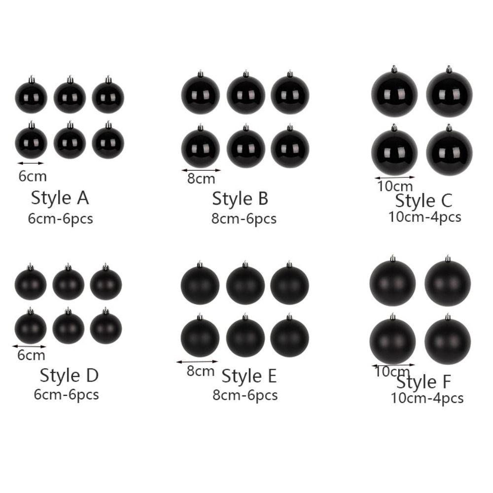 4/6Pcs 6/8/10cm Black Christmas Ball PVC Christmas Home Decoration  Shopping Mall